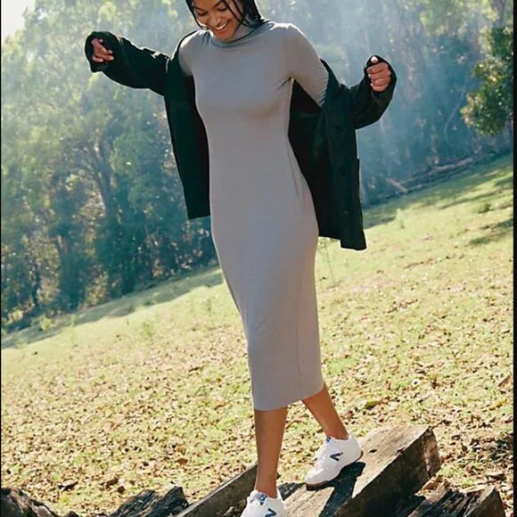 NEVER WORN Free People Good Feels Mockneck Midi Dress - free-est - Picture 1 of 5